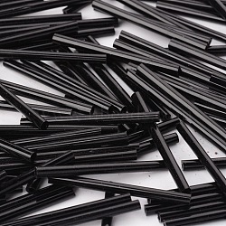 Glass Bugle Beads, Seed Beads, Black, about 3mm wide, 31~34mm long, hole: 0.5mm, about 155pcs/50g(X-GT001-3)