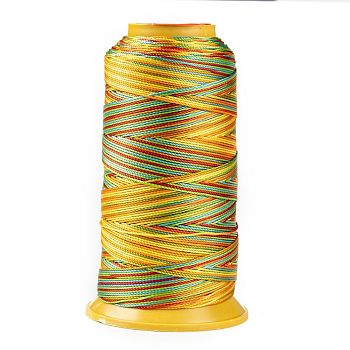 Segment Dyed Round Polyester Sewing Thread, for Hand & Machine Sewing, Tassel Embroidery, Yellow, 3-Ply 0.2mm, about 1000m/roll