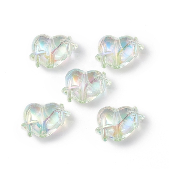 Transparent Acrylic Beads, AB Color Plated, Heart with Star, Honeydew, 14.5x19.5x10mm, Hole: 2mm