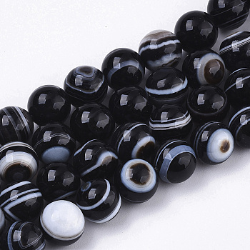Tibetan Style 1-Eye dZi Beads, Natural Agate Beads Strands, Dyed, Round, 10~11mm, Hole: 1.5mm, about 38pcs/strand, 15.28 inch(38.8cm)