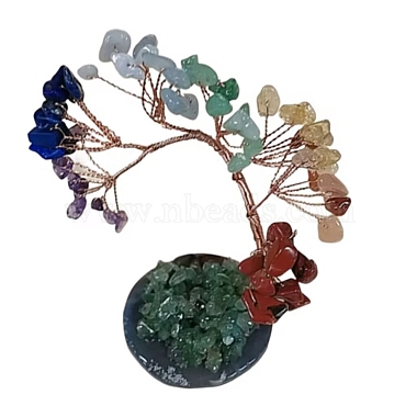 Adornos de feng shui del árbol de la vida de piedras preciosas de color degradado aleatorio(TREE-PW0001-15A)-2