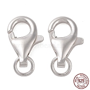 925 Sterling Silver Lobster Claw Clasps, with 925 Stamp, Silver, 15.5mm, Hole: 2mm(STER-K167-074D-S)
