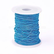Electrophoresis Brass Twisted Chains Curb Chains, Soldered, with Spool, Faceted, Oval, Deep Sky Blue, 2.2x1.8x0.6mm(X-CHC-S110-40)