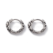 304 Stainless Steel Rose Hoop Earrings for Women, Stainless Steel Color, 14x16.5x5.5mm, Pin: 1mm(EJEW-F312-01AS)
