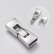 304 Stainless Steel Snap Lock Clasps, Smooth Surface, Stainless Steel Color, 26x10x5mm, Hole: 2.5x8mm(X-STAS-P180-26P)