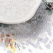 Transparent Colours AB Glass Seed Beads, Cylinder, Clear AB, 2.5x1.7mm, Hole: 1.2mm(SEED-S042-14A-01)