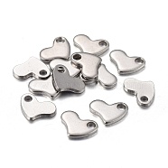 201 Stainless Steel Charms, Stamping Blank Tag, Laser Cut, Heart, Stainless Steel Color, 8.5x11.5x1.5mm, Hole: 2mm(STAS-F255-027P)
