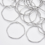 Alloy Open Back Bezel Pendants, For DIY UV Resin, Epoxy Resin, Pressed Flower Jewelry, Ring, Platinum, 42~42.5x43~44x1.5mm, Hole: 2x1.5mm(X-PALLOY-S121-82B-P)