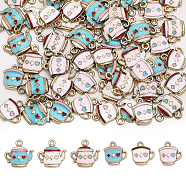 60Pcs 6 Styles Alloy Pendant, with Enamel, Light Gold, Cup with Playing Cards Pattern Charm, Mixed Color, 15~17x14~18x3~3.5mm, Hole: 1.5~1.8mm, 10pcs/style(ENAM-GL0001-03)