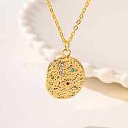 Brass Pendant Necklaces, Real 18K Gold Plated, Eye, 17.72 inch(450mm)(HA5496-4)