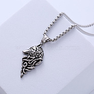 Viking Pirate Celtic Wolf Head Stainless Steel Pendant Necklaces, Punk Men's Fashion Accessory, Stainless Steel Color(LU3872)