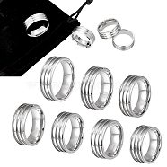 7Pcs 7 Size 304 Stainless Steel Triple Grooved Finger Rings Set for Women, Stainless Steel Color, Inner Diameter: 16.5~21.4mm, 1Pc/size(RJEW-UN0002-36P)