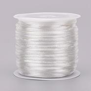 Nylon Cord, Satin Rattail Cord, for Beading Jewelry Making, Chinese Knotting, White, 2mm, about 10.93 yards(10m)/roll(NWIR-L006-2mm-27)