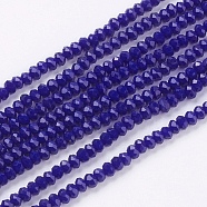 Opaque Solid Color Glass Bead Strands, Imitation Jade, Faceted, Rondelle, Royal Blue, 3x2mm, Hole: 0.8mm, about 185~190pcs/strand, 14.9~17.3 inch(38~44cm)(X-GLAA-F076-A03)