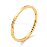 Ion Plating(IP) 304 Stainless Steel Simple Plain Band Finger Ring for Women Men, Real 18K Gold Plated, Size 6, Inner Diameter: 16mm, 1mm(RJEW-F152-05G-D)