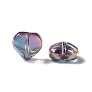 Electroplate Glass Bead, Rainbow Plated, Heart, Colorful, 10x10x5mm, Hole: 1mm(EGLA-H102-08R)