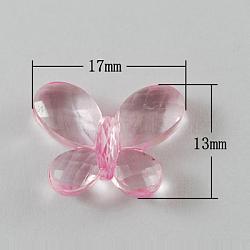Transparent Acrylic Beads, Faceted, Butterfly, Pink, 17x13x5mm, Hole: 2mm, about 950pcs/500g(TACR-R13-4)