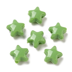 Opaque Acrylic Beads, Star, Lime Green, 11x11.5x7mm, Hole: 2mm,  about 1245pcs/500g(OACR-C016-30B)