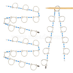Acrylic Beaded Link Knitting Row Counter Chains, Cat Head Alloy Linking Ring Locking Stitch Marker, Platinum, 68cm(HJEW-AB00399)