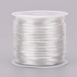 Nylon Cord, Satin Rattail Cord, for Beading Jewelry Making, Chinese Knotting, White, 2mm, about 10.93 yards(10m)/roll(NWIR-L006-2mm-27)