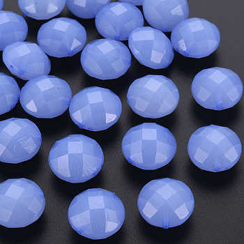 Imitation Jelly Acrylic Beads, Faceted, Flat Round, Medium Slate Blue, 18.5x12.5mm, Hole: 1.5mm, about 220pcs/500g