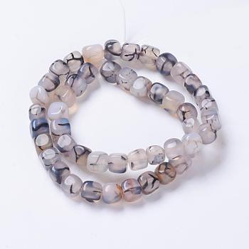 Natural Crackle Agate Bead Strands, Dyed & Heated, Square, 7~8x6.5~8x6.5~8mm, Hole: 1mm, about 48pcs/strand, 13.7 inch~14.1 inch(35~36cm)