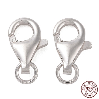 925 Sterling Silver Lobster Claw Clasps, with 925 Stamp, Silver, 15.5mm, Hole: 2mm