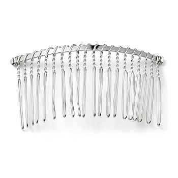 Iron Hair Comb Findings, Platinum, 38x75~78x3~4mm