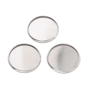 316 Surgical Stainless Steel Cabochon Tray Settings, Plain Edge Bezel Cups, Flat Round, Stainless Steel Color, 27.5x1.5mm
