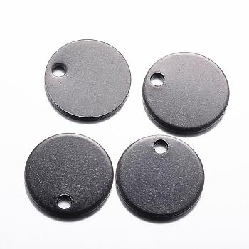 304 Stainless Steel Stamping Blank Tag Charms, Flat Round, Electrophoresis Black, 12x1mm, Hole: 1.5mm
