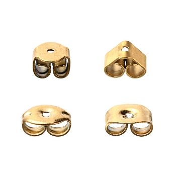 40Pcs 4Size Vacuum Plating 304 Stainless Steel Ear Nuts, Butterfly Earring Backs for Post Earrings, Golden, 6x4.5x3mm, Hole: 0.8mm, 10pcs/Size