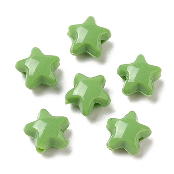 Opaque Acrylic Beads, Star, Lime Green, 11x11.5x7mm, Hole: 2mm,  about 1245pcs/500g