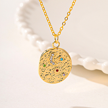 Brass Pendant Necklaces, Real 18K Gold Plated, Eye, 17.72 inch(450mm)