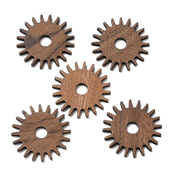 Walnut Wood Pendants, Gear Charm, Camel, 28x2.5mm, Hole: 5.5mm