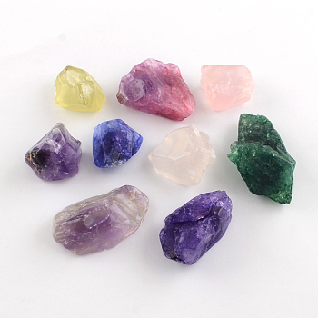Mixed Shape Dyed Natural Quartz Crystal Gemstone Beads, No Hole/Undrilled, 25~55x18~37x13~20mm