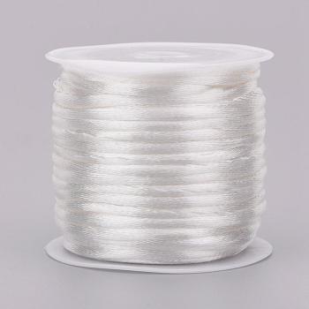 Nylon Cord, Satin Rattail Cord, for Beading Jewelry Making, Chinese Knotting, White, 2mm, about 10.93 yards(10m)/roll