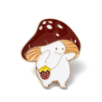 Animal Enamel Pins, Alloy Brooches for Backpack Clothes, Cadmium Free & Lead Free, Mushroom, Golden, 30x25.5x1.5mm
