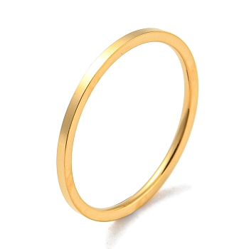 Ion Plating(IP) 304 Stainless Steel Simple Plain Band Finger Ring for Women Men, Real 18K Gold Plated, Size 6, Inner Diameter: 16mm, 1mm