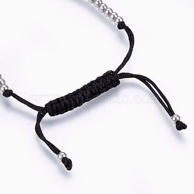Adjustable 304 Stainless Steel Braided Beaded Bracelets(BJEW-F340-09P)-4