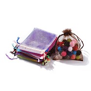 Organza Gift Bags, Plain Style, with Drawstring, Rectangle, Mixed Color, 12x9cm(OP-ZX001-9x12cm-M)