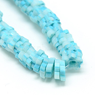 Polymer Clay Bead Strands, Flower, Sky Blue, 4~6x4~6x1~1.5mm, Hole: 2mm, about 313~350pcs/strand, 15.35 inch~16.14 inch(CLAY-T001-A02)