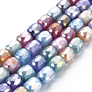 Opaque Baking Painted Glass Beads Strands, Imitation Stones, Faceted, AB Color Plated, Column, Colorful, 8x8mm, Hole: 1.2mm, about 60pcs/strand, 19.69 inch(50cm)(EGLA-N006-008-B01)