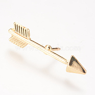 Alloy Brooches, with Brass Finding, Arrow, Light Gold, 32x7mm, Pin: 1.2mm(JEWB-Q026-10KC)