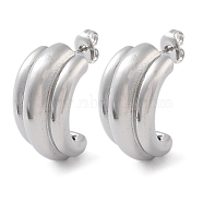 304 Stainless Steel Arch Stud Earrings, Half Hoop Earrings, Stainless Steel Color, 25x14mm(EJEW-P258-30P)