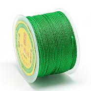 Nylon Threads, Milan Cords/Twisted Cords, Green, 1.5~2mm, about 54.68 yards(50m)/roll(NWIR-R039-233)