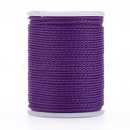 Round Waxed Polyester Cord, Taiwan Waxed Cord, Twisted Cord, Purple, 1mm, about 12.02 yards(11m)/roll(X-YC-G006-01-1.0mm-13)