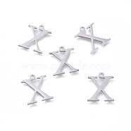 304 Stainless Steel Charms, Greek Alphabet, Stainless Steel Color, Letter.C, 14x12x1mm, Hole: 1.2mm(STAS-L263-22P)