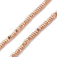 Electroplated Synthetic Non-Magnetic Hematite Beads Strands, Square, Rose Gold Plated, 2x2x1mm, Hole: 0.7mm, about 410pcs/strand, 16.14''(41cm)(G-I360-T01-03)