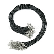 30Pcs Waxed Cotton Cord Necklace Making, with Alloy Lobster Claw Clasps & Iron End Chains, Black, 44x0.15cm(MAK-CJ0001-19)