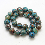 Natural Chrysocolla Beads Strands, Round, Faceted, Dyed & Heated, Colorful, 10mm, hole: 1mm, 15.5 inch, 39pcs/strand(G-G099-F10mm-35)